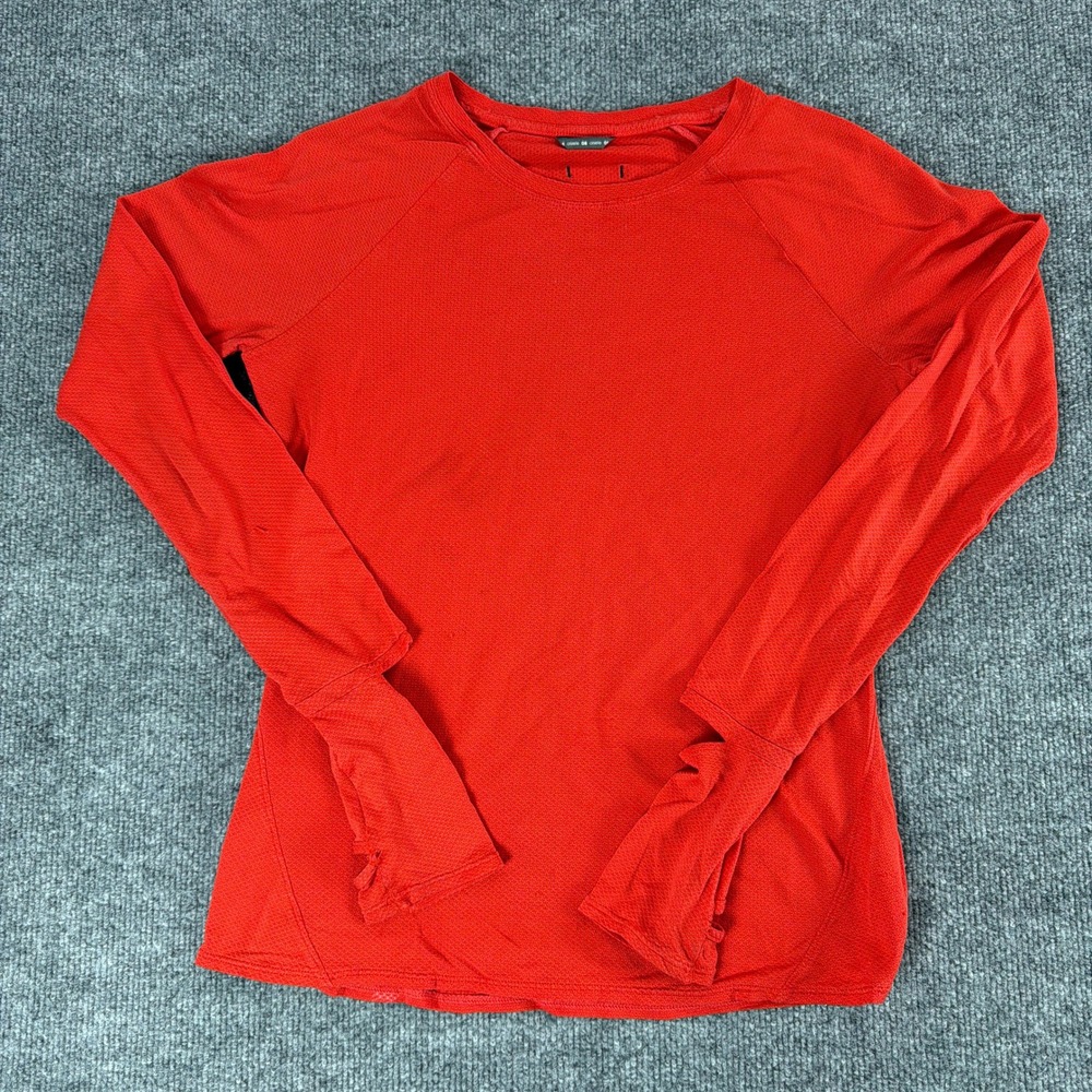 Oiselle Flyout Long Sleeve Running Top Red Mesh Thumbhole Watch Window Womens 8